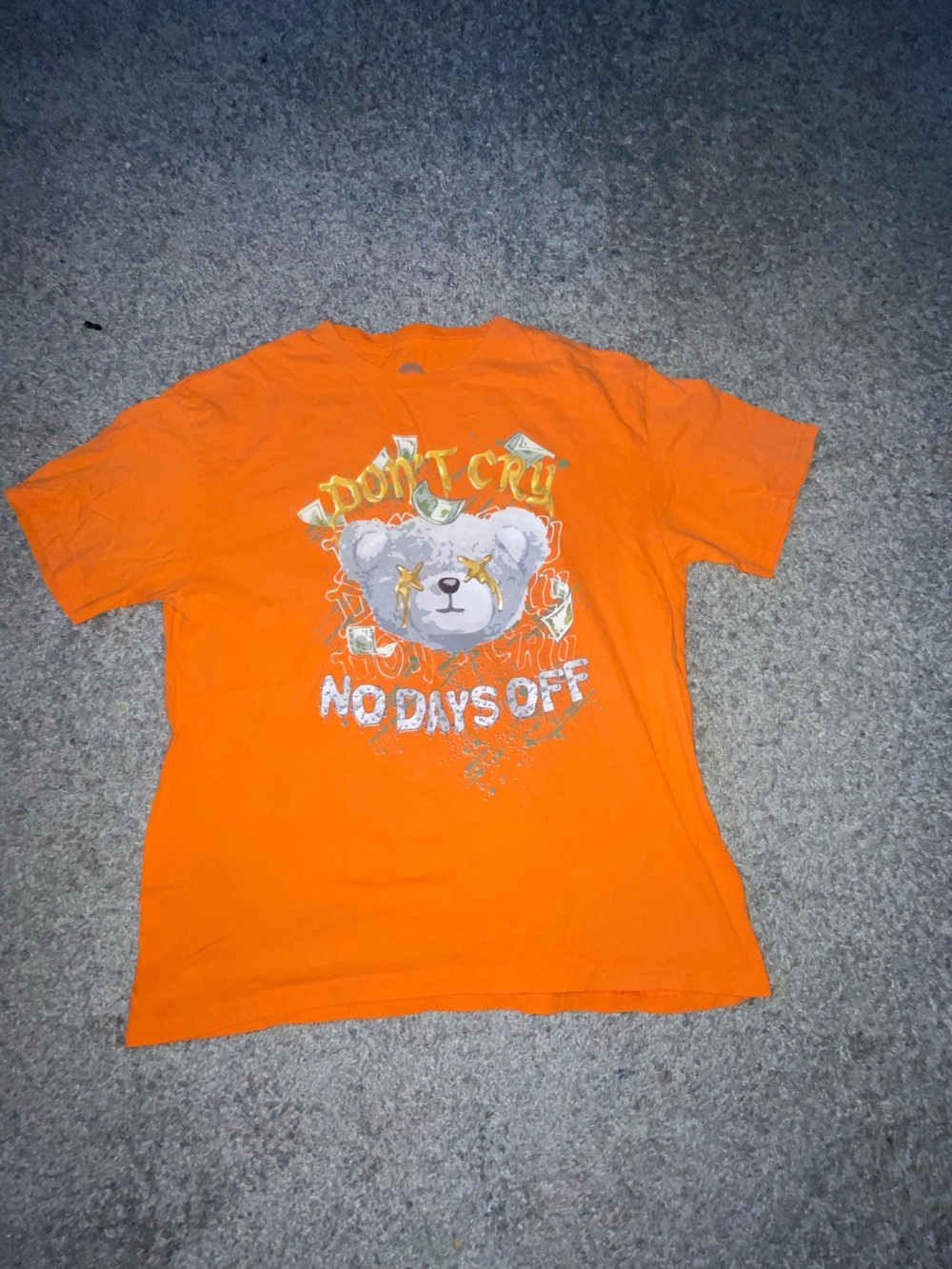 Orange Graphic Tee - No Days Off Bear Print